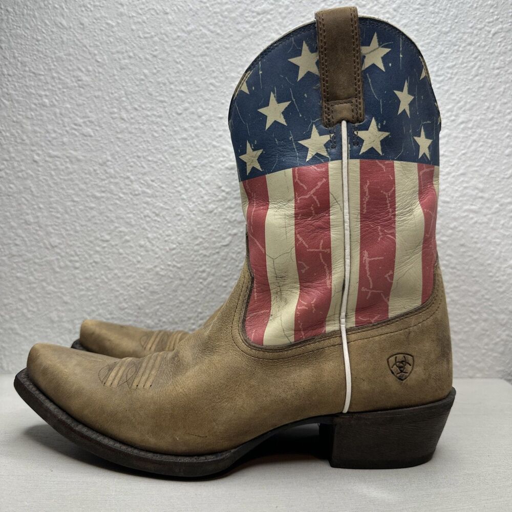 Ariat Circuit Patriot Womens Brown Leather American Flag Western Boots 10019950 - Picture 2 of 7